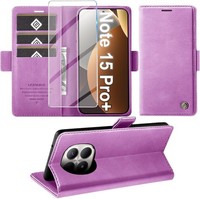 HandyhüLle Wallet Flip Case PU Leder Lila Mit Schutzfolie FüR Redmi Note 15 Pro