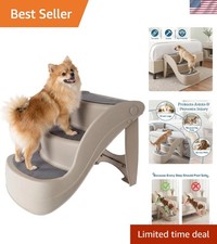 Durable Tan Pet Stairs with Safety Locking Pins - Ideal for Small Dogs Cats