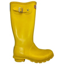 Hunter Original Kids 4M/5F Tall Rain Boots Yellow Rubber Waterproof W23500 Nice
