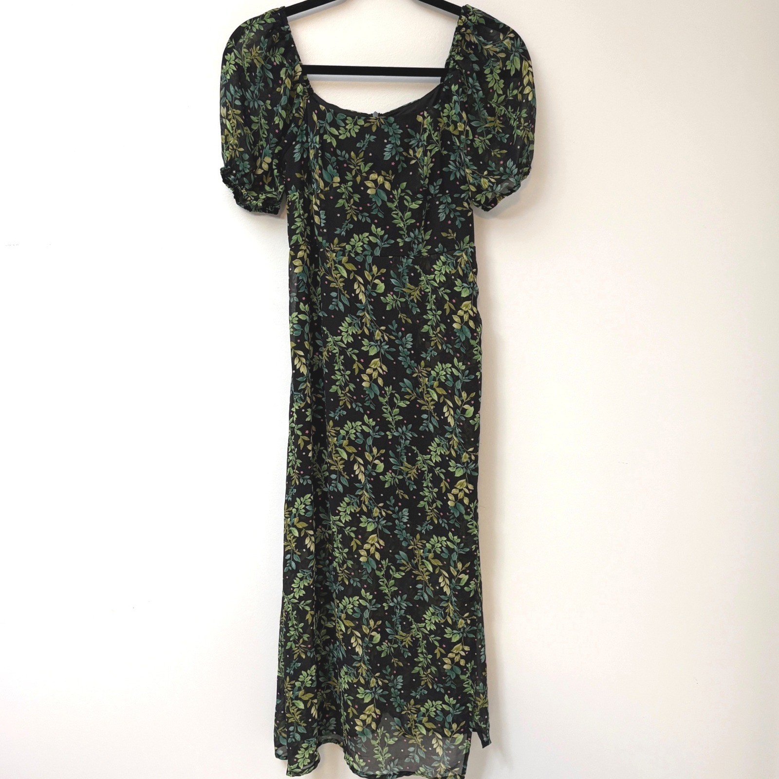 Mi ami Francesca's Floral Puff Sleeve Square Neck Maxi Dress Women's Size XS/S