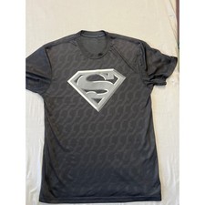 Superman Graphic T-Shirt Mens Black Grey Performance Shield Logo Tee