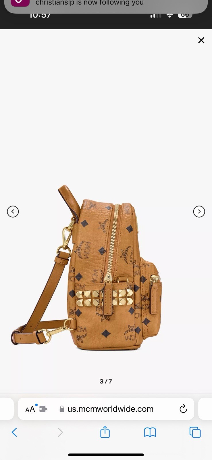 MCM Mini Backpack Brown/Black Authentic - image 3