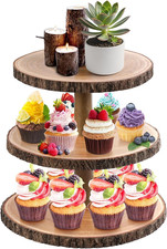 3 Tier Cupcake Stand Wood Dessert Stands,Large Dessert Table Serving Tray, Rusti