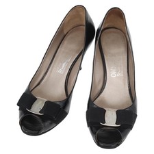 Salvatore Ferragamo Vara Ribbon Pumps Leather Black Auth 174627A