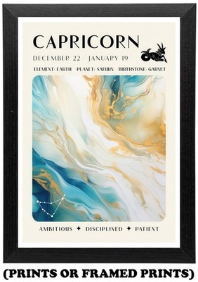 Sternzeichen Geburt Sternzeichen Steinbock Astrologie A5 A4 A3 Druck / Gerahmtes Poster #626