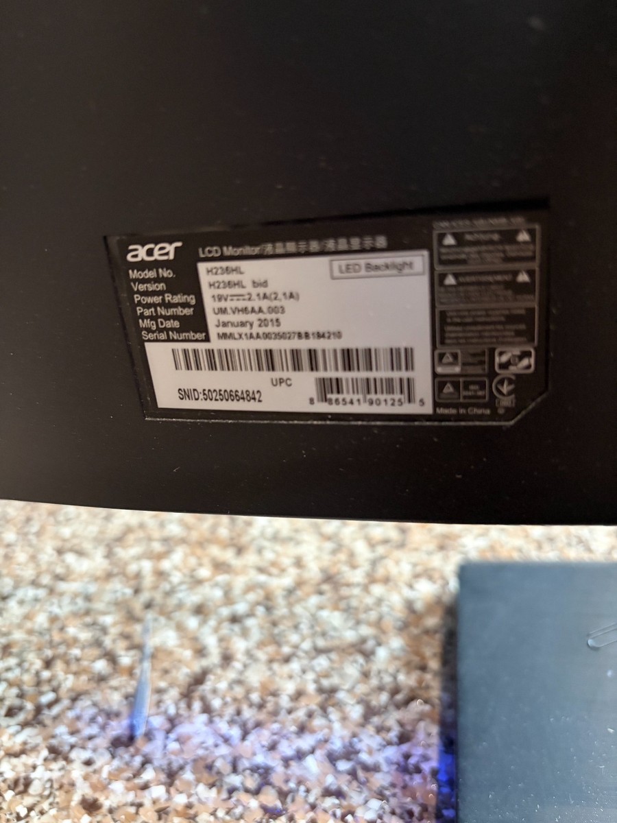 Acer H236hl BID 23 Inch Widescreen 100 000 000 1 5ms Vga/dvi/hdmi