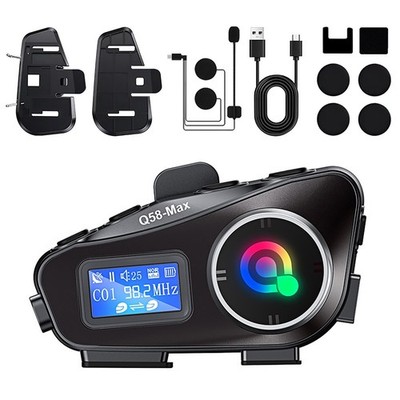 New 1000mAh Waterproof Bluetooth Headset Motorcycle Intercom Helmet LCD