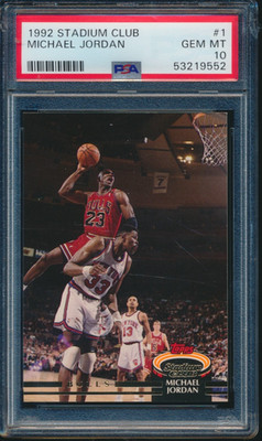 PSA 10 MICHAEL JORDAN 1992-93 TSC Topps Stadium Club #1 Bulls HOF