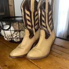 Frye Vintage Metallic Cowboy Western Boots Mid Calf 6 1/2
