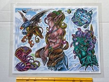 Vintage Art Tattoo Flash Sheet William Billy Webb II /T227