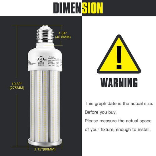 5K 54W LED Corn Light Bulb 200 W MH / HPS Equal for Basement Workshop Daylight - Picture 4 of 11