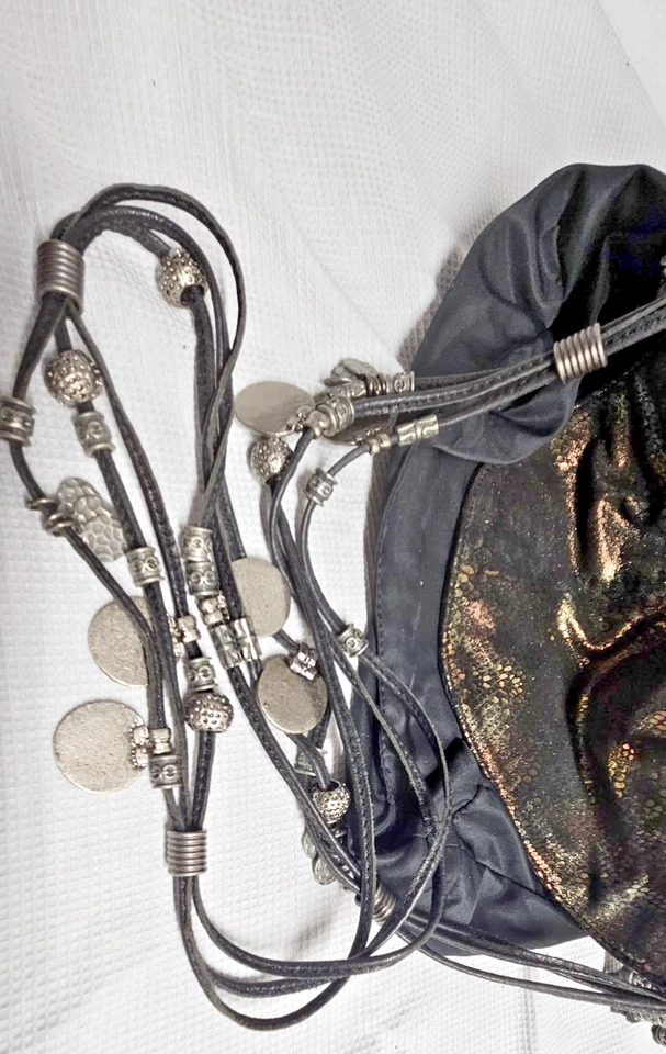 TYLIE MALIBU brown leather metallic gypsy caravan sultan coins chain crossbody - Image 3 of 4