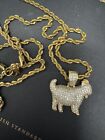 Goat Charm With Cubic Zirconia Goat Necklace Gold Plated 18” Chain
