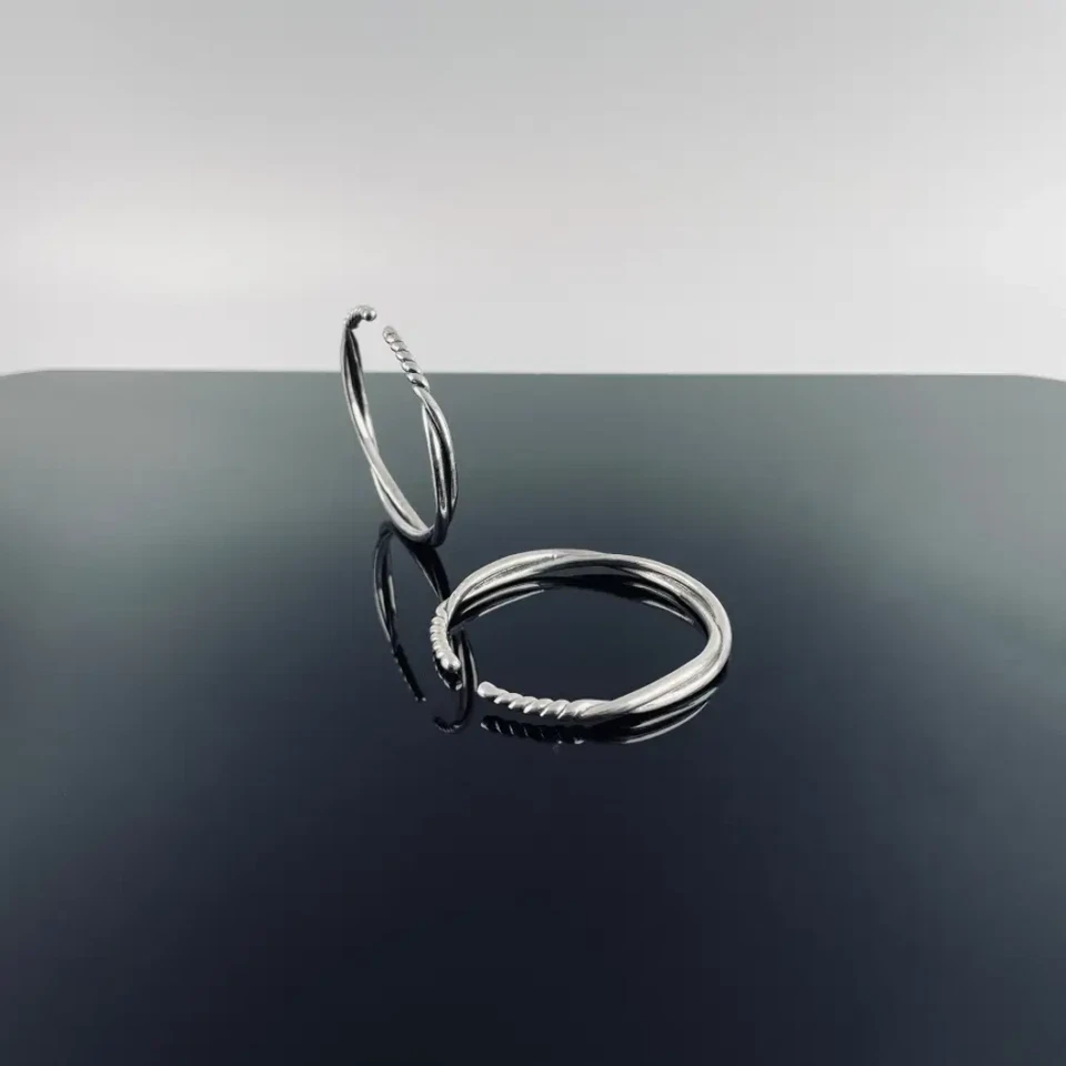 Minimalist Silver Bangle Viking Bracelet Silver Plated Unisex Bracelet V - Image 4 of 4