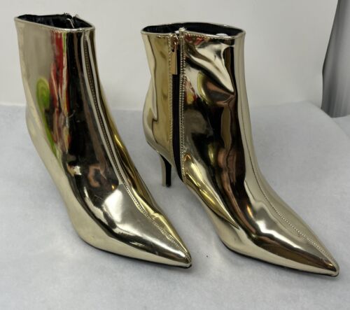 Womens Gold Metallic  Ankle Boots 6.5 Beautiful - Picture 1 of 8