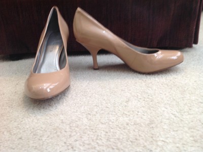 shiny beige heels