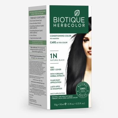 Biotique Bio Herbcolor Conditioning Hair Color, 50g + 110ml - Natural Black 1N
