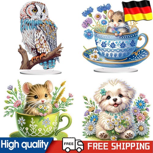 Acrylic Owl Mouse Puppy Table Top Diamond Painting Ornament Kits for