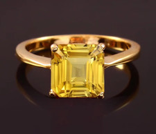 Beautiful Square Cut Yellow Citrine Ring 925 Silver Rose Gold Engagement Ring