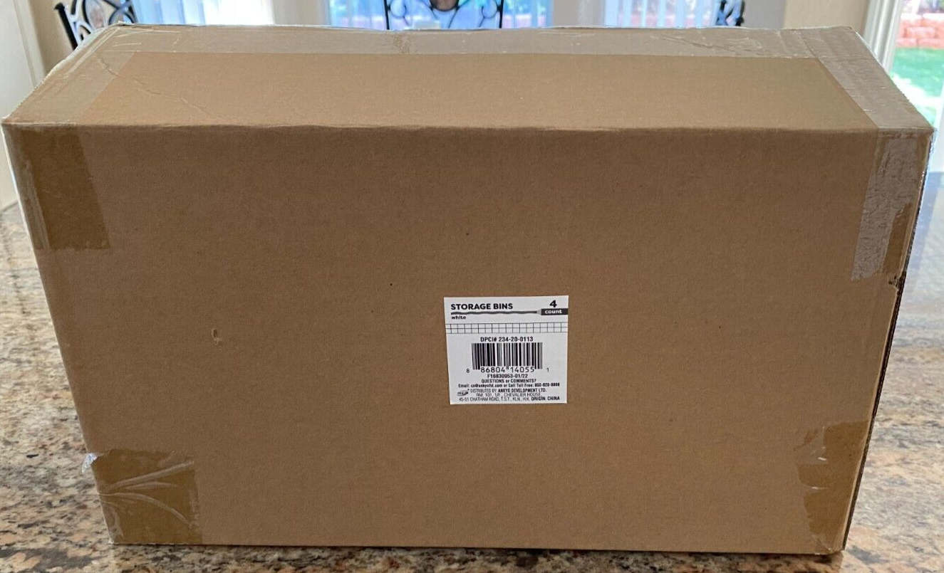 4 Ankyo Target White Plastic Storage Bins Pantry Organizers 13"x8