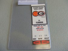 Furman Paladins vs Georgia Bulldogs (11-16-2001) Basketball Ticket Stub 