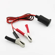 12V 24V Female Car Cigarette Lighter Socket To Battery Alligator Clip Cable 3ft