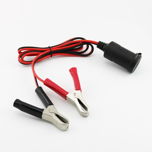 12V 24V Female Car Cigarette Lighter Socket To Battery Alligator Clip Cable 3ft - Picture 1 of 6