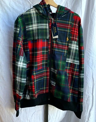 Polo Ralph Lauren Patchwork Plaid Fleece Hoodie Men's Size