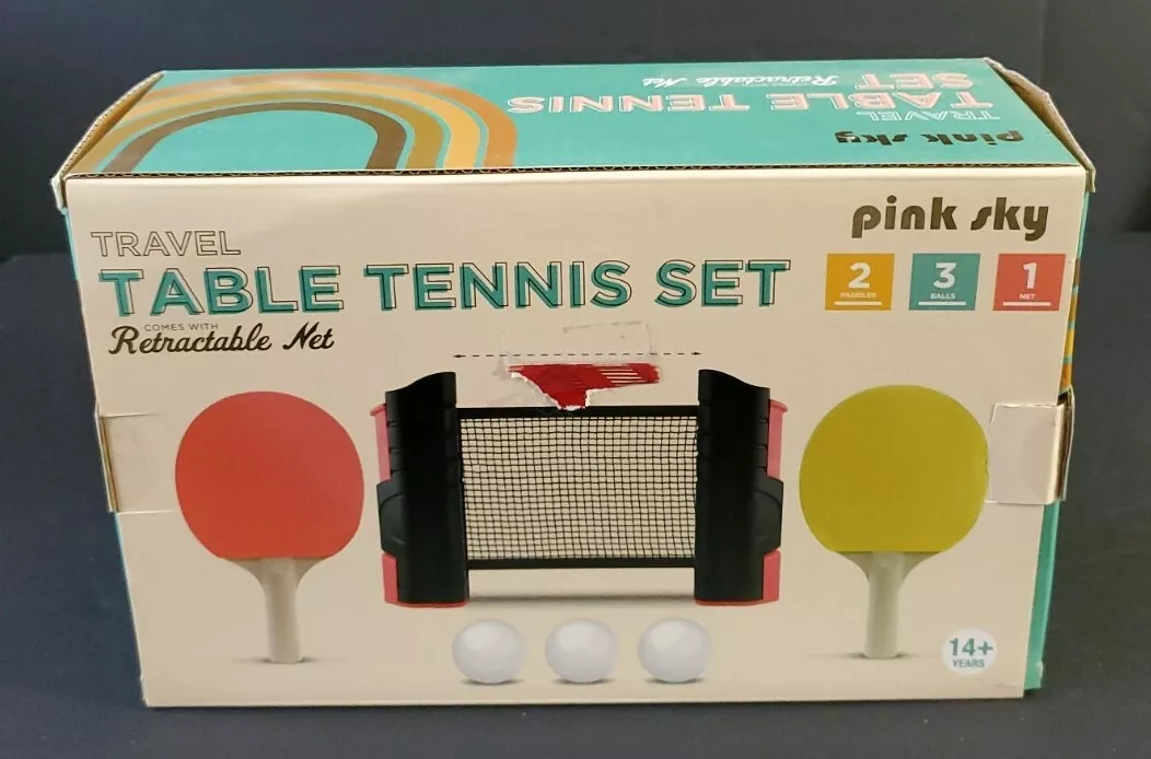 Pink Sky Travel Table Tennis Set Retractable Net Fits Most Sizes