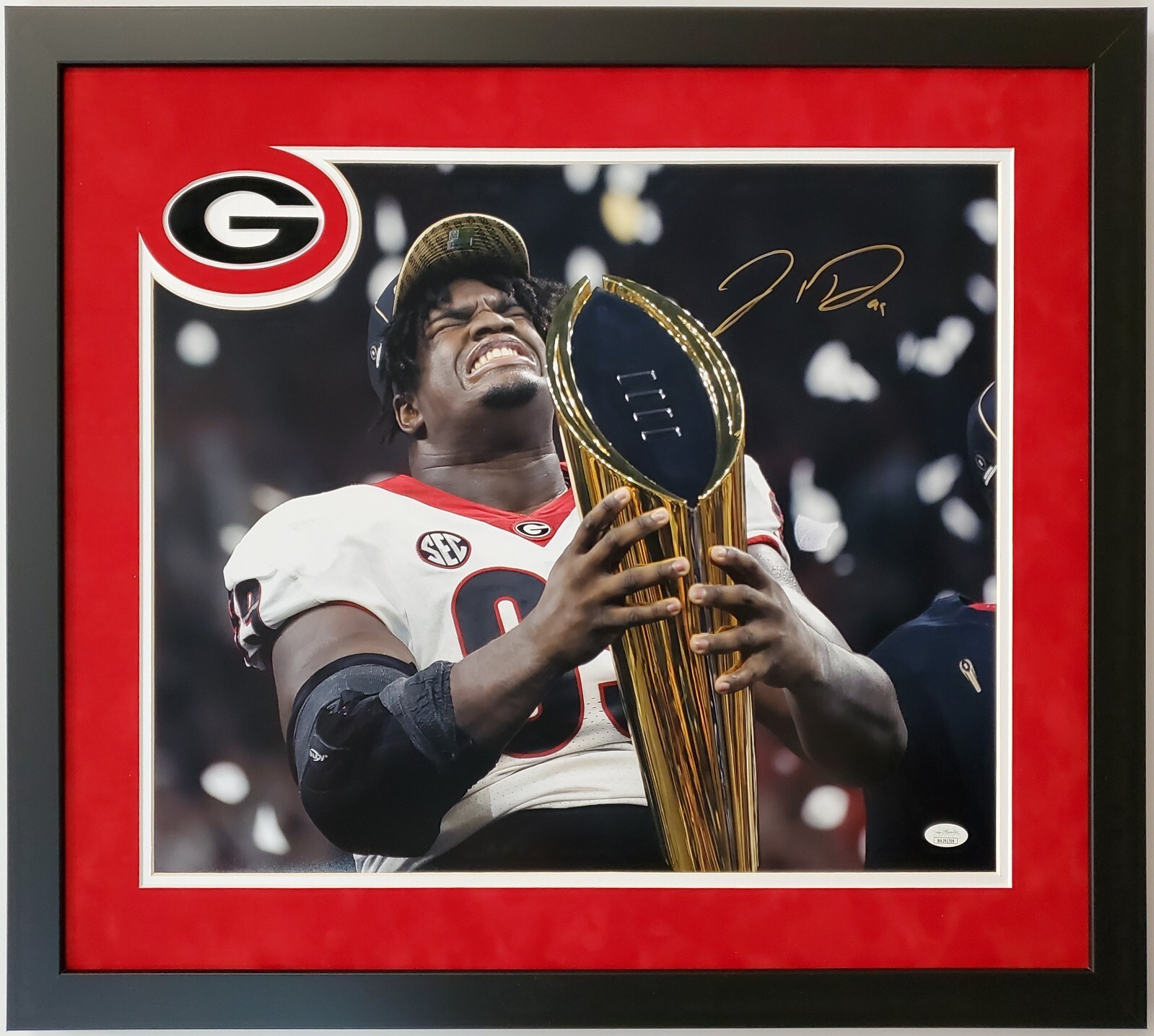Jordan Davis Autographed Signed Georgia Bulldogs SUEDE FRAMED 16x20 PHOTO JSA COA 