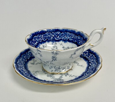 Vintage Coalport Dalmore England Blue & White Chintz Floral Teacup