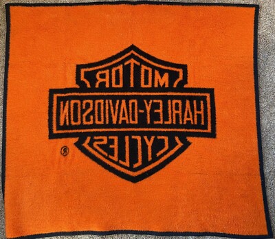 Harley-Davidson Orange & Black Bar Shield Throw Blanket - 48 x 53