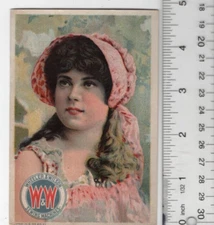 Wheeler & Wilson Sewing Machine Lady In Pink Victorian Trade Card 3"x5" VTC-XD89