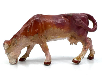 Leyla Elastolin Cow Grazing Composite 1934 -40s Toy Figure Signed Vtg Germany