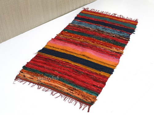 Indian Recycled Cotton Rug Chindi Multi Rug Floor Decorative Cotton Rag Rug - Picture 8 of 9