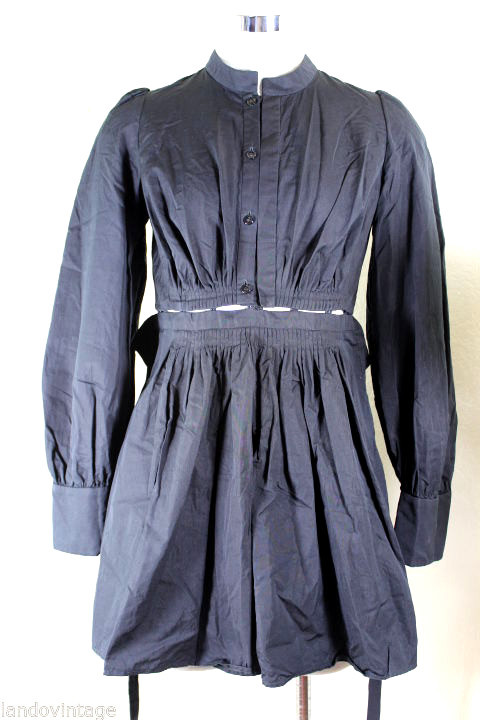 Abito elegante YSL Yves Saint Laurent nero maniche lunghe con bottoni S 4 5 6