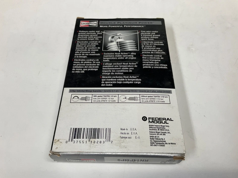 CHAMPION RN14PMP5 SPARK PLUG DOUBLE PLATINUM POWER 6-PACK 7031 - Image 4 of 4
