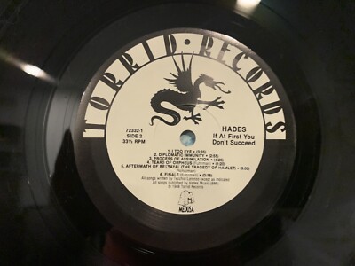 Hades ‎– If At First You Don't Succeed LP 1988 Roadrunner Records