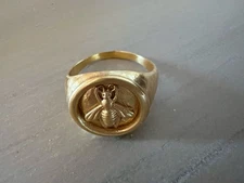 Julie Vos Gold Signet Ring Bee Imprint Design Sz 7