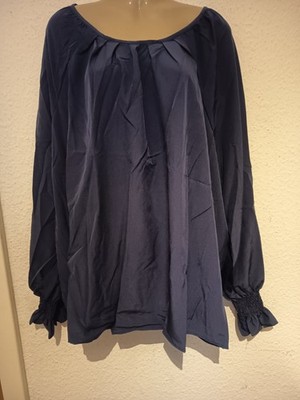 Plus-Size Festliche Damenbluse Gr.52,Marineblau,Langarm,Neu