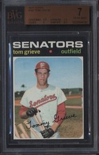 1971 Topps Tom Grieve BVG 7 NM Rookie Card #167 RC Graded Washington Senators. rookie card picture