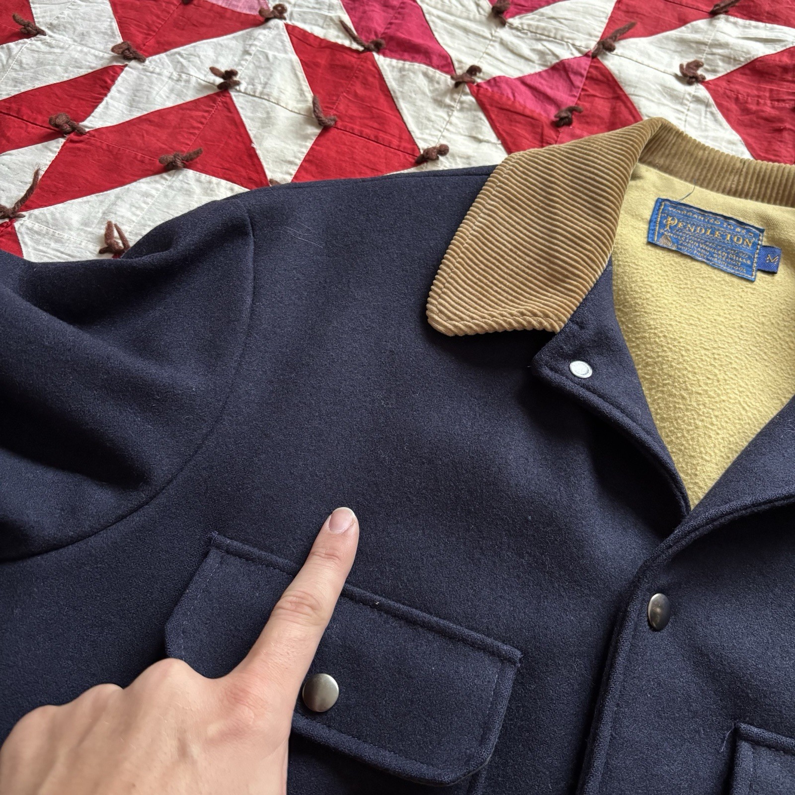 Vintage Pendleton Wool Snap Front Jacket Corduroy… - image 7