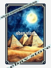 Night Pyramids Metal Tin Sign Egyptian Moon Scene desert stars