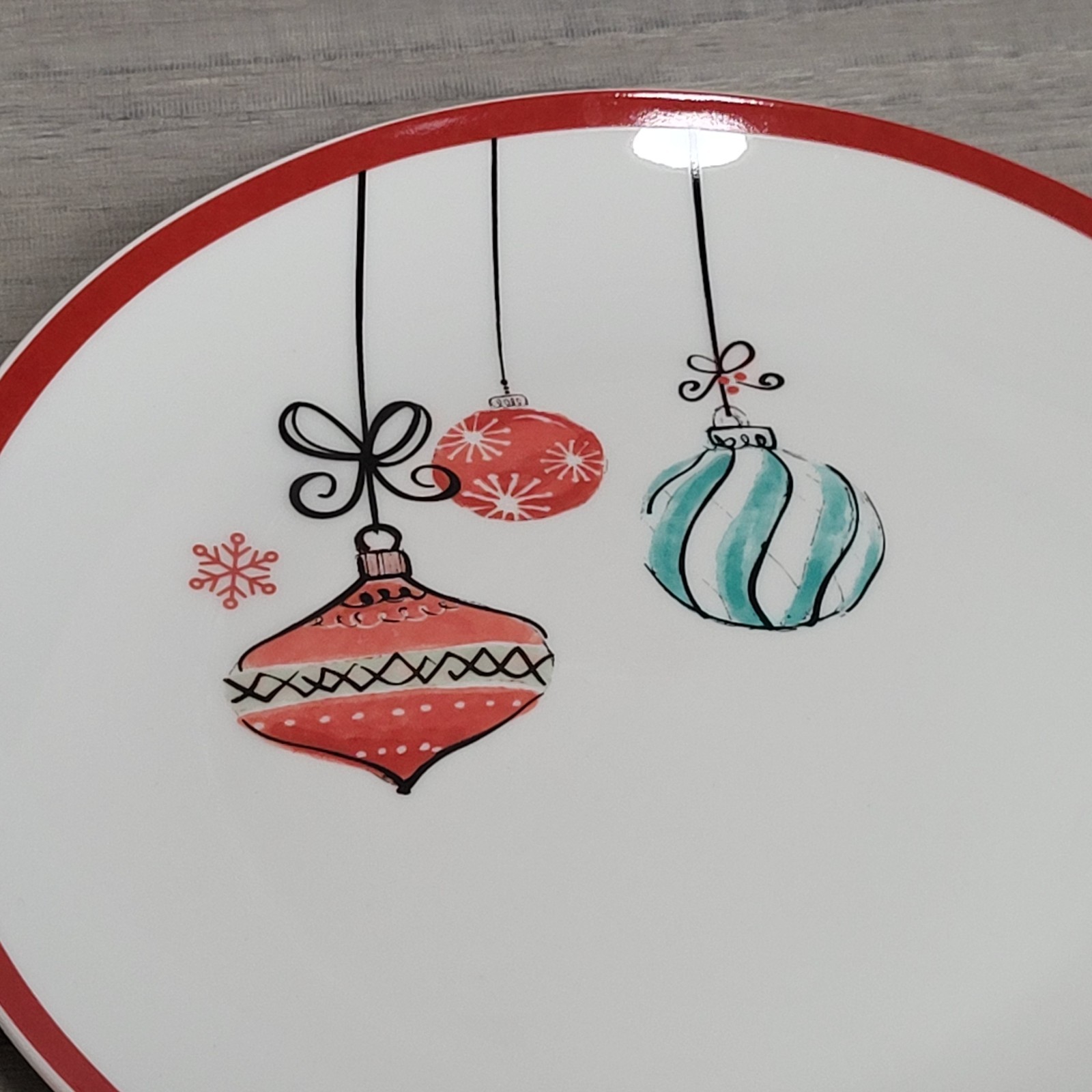 American Atelier Porcelain Plates 8" Salad Dessert Christmas Holiday Set of 4