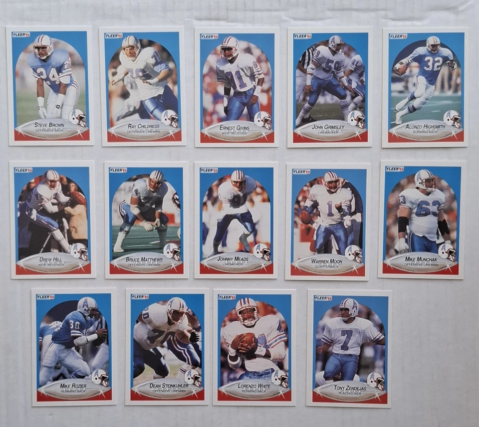 1990 FLEER 14 Card Team Set HOUSTON OILERS NFL - Bild 1 von 1