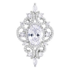 SELOVO Wedding Formal Accessory Cubic Zirconia Brooch Pendant Pin white