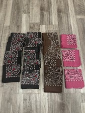 Vtg. New Lot Of 25 HAV-A-HANK Paisley Bandanas in Black, Brown, Pink Colors