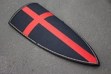 Medieval Wooden Crusader Shield: Black and Red Knight Cosplay Armor Costume LARP