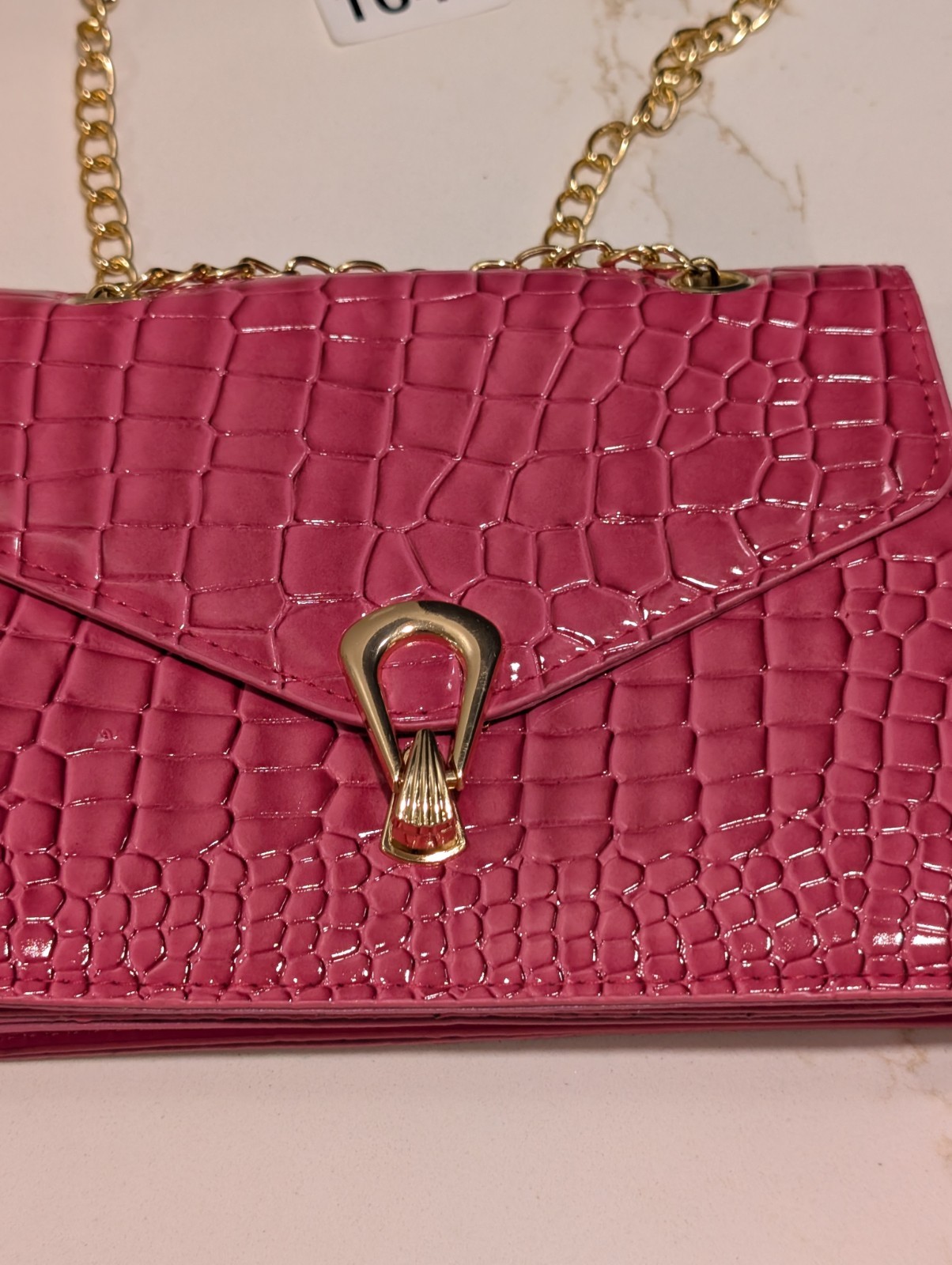 Pink Crocodile Pattern Small Square Bag Fashionab… - image 3