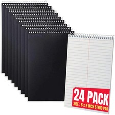 Steno Pads Spiral 6x9, Steno Note Pads, Spiral Steno Pads, Gregg Ruled, 80 Sh...